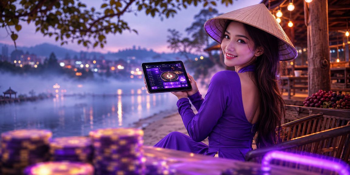 Người phụ nữ nón lá tại Đà Lạt xem thông tin cá cược và khuyến mãi trên điện thoại