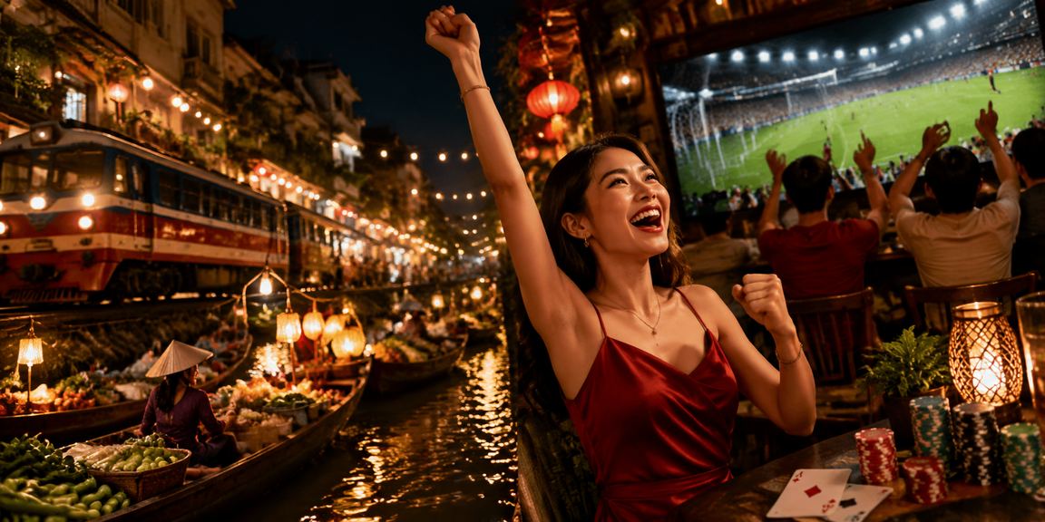 Ánh đèn neon casino Hà Nội về đêm lung linh